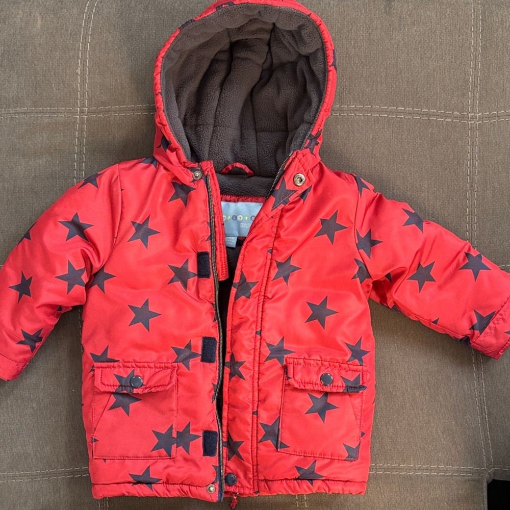 Kids Red Puffer w/ Navy Blue Stars  Sz 24mos
